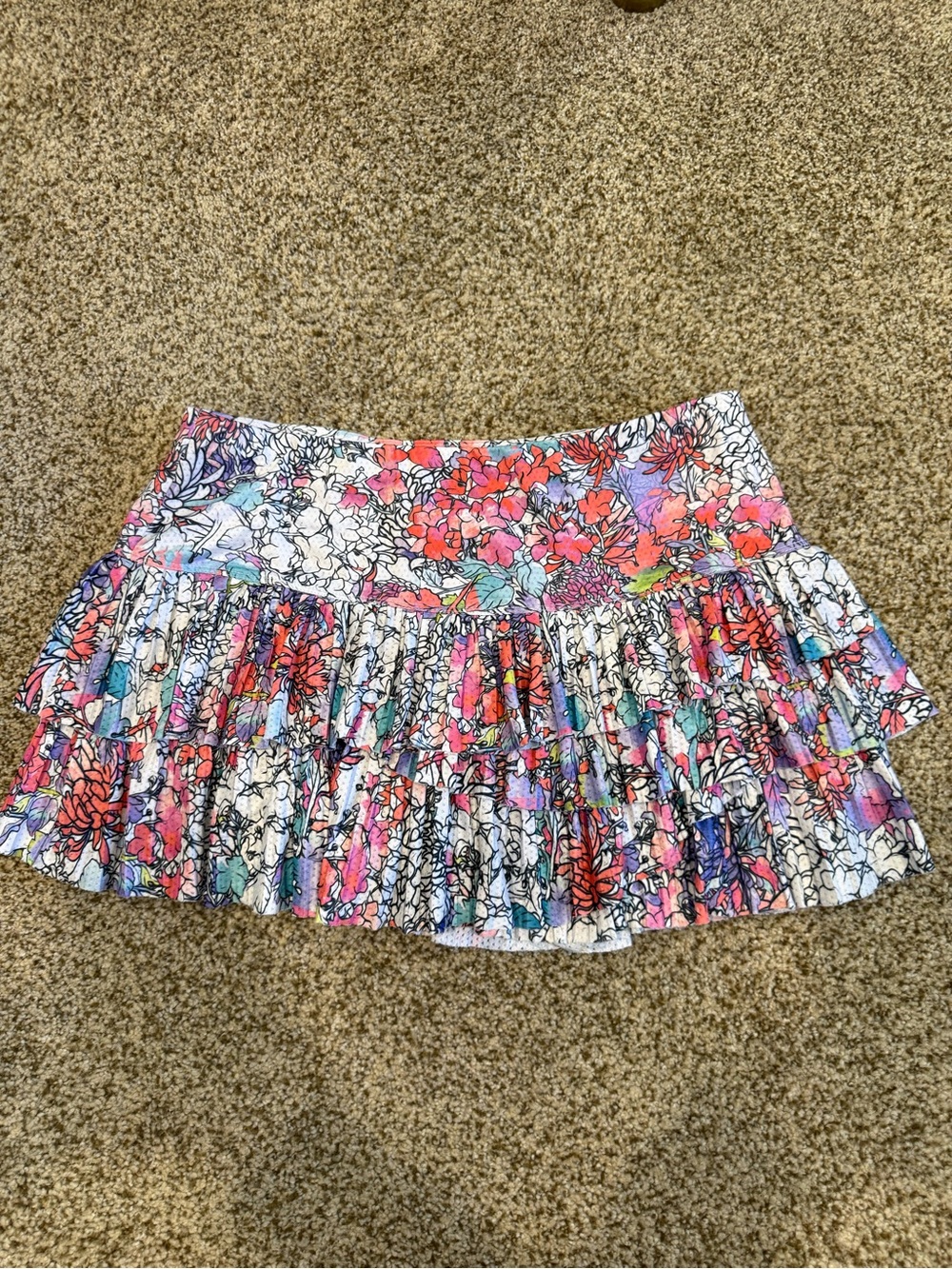 Floral Pleated Mini Skirt in Multi-Color